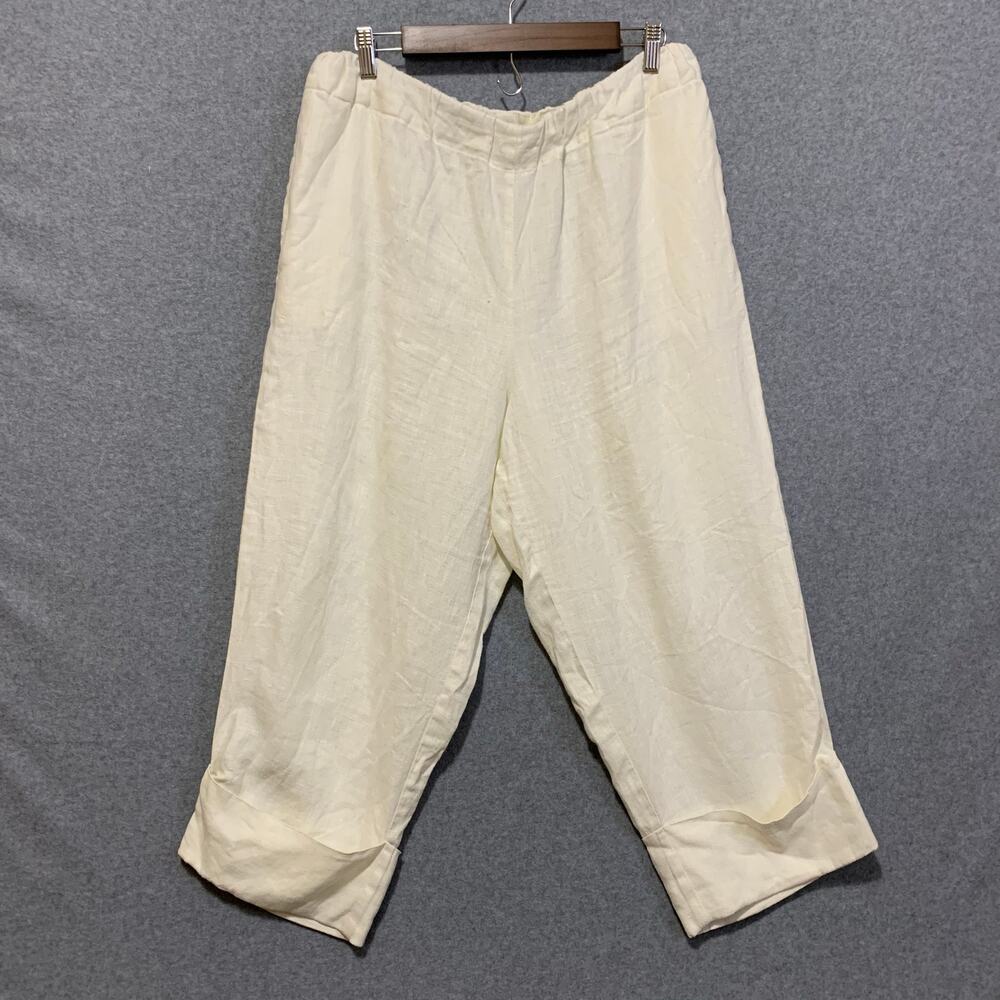 Crown Linen Designs Off White Linen Cropped Pant Women’s Size XL